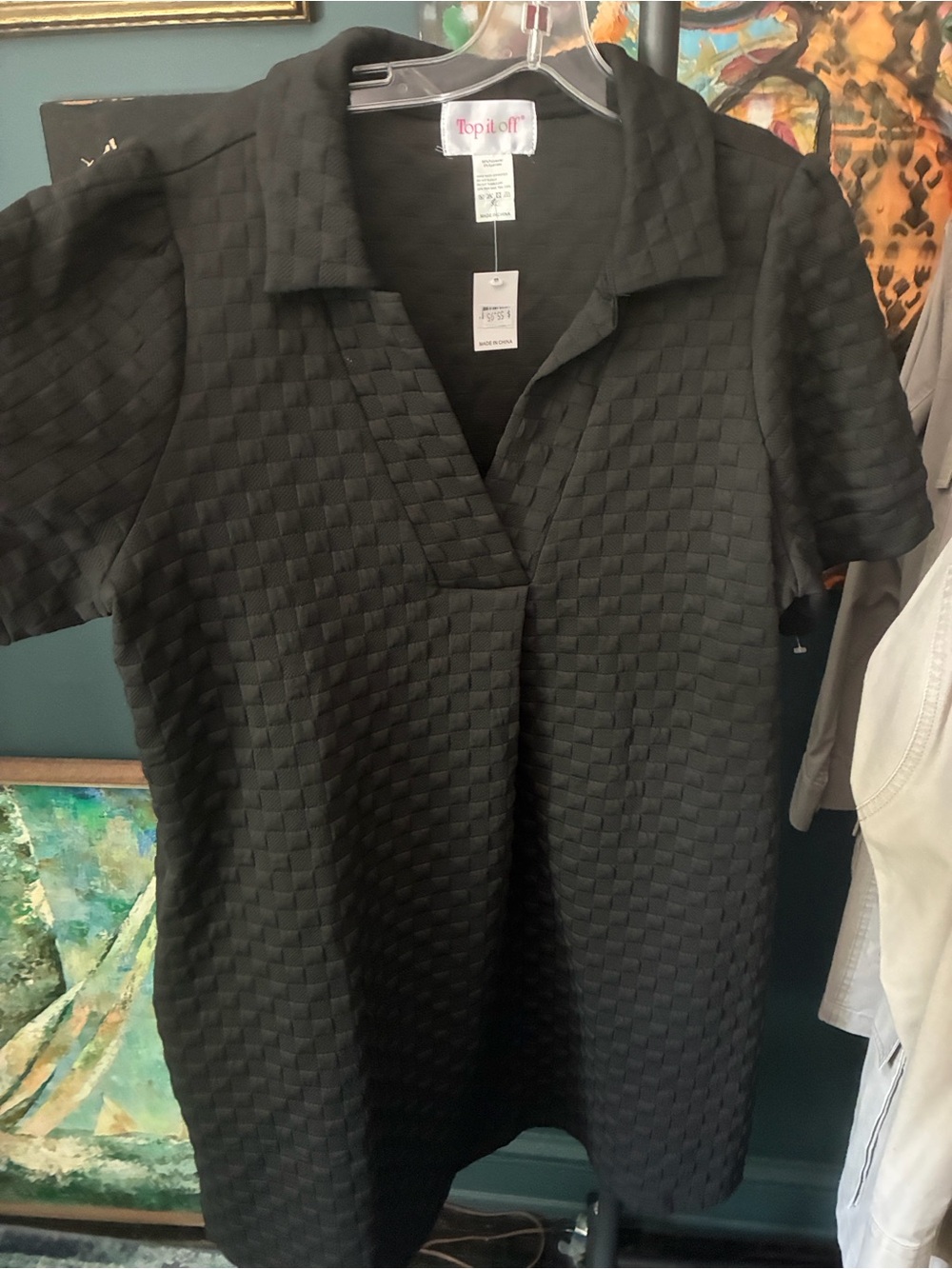 Top It Off Textured Black MIDI Dress - Size XL NWTO
